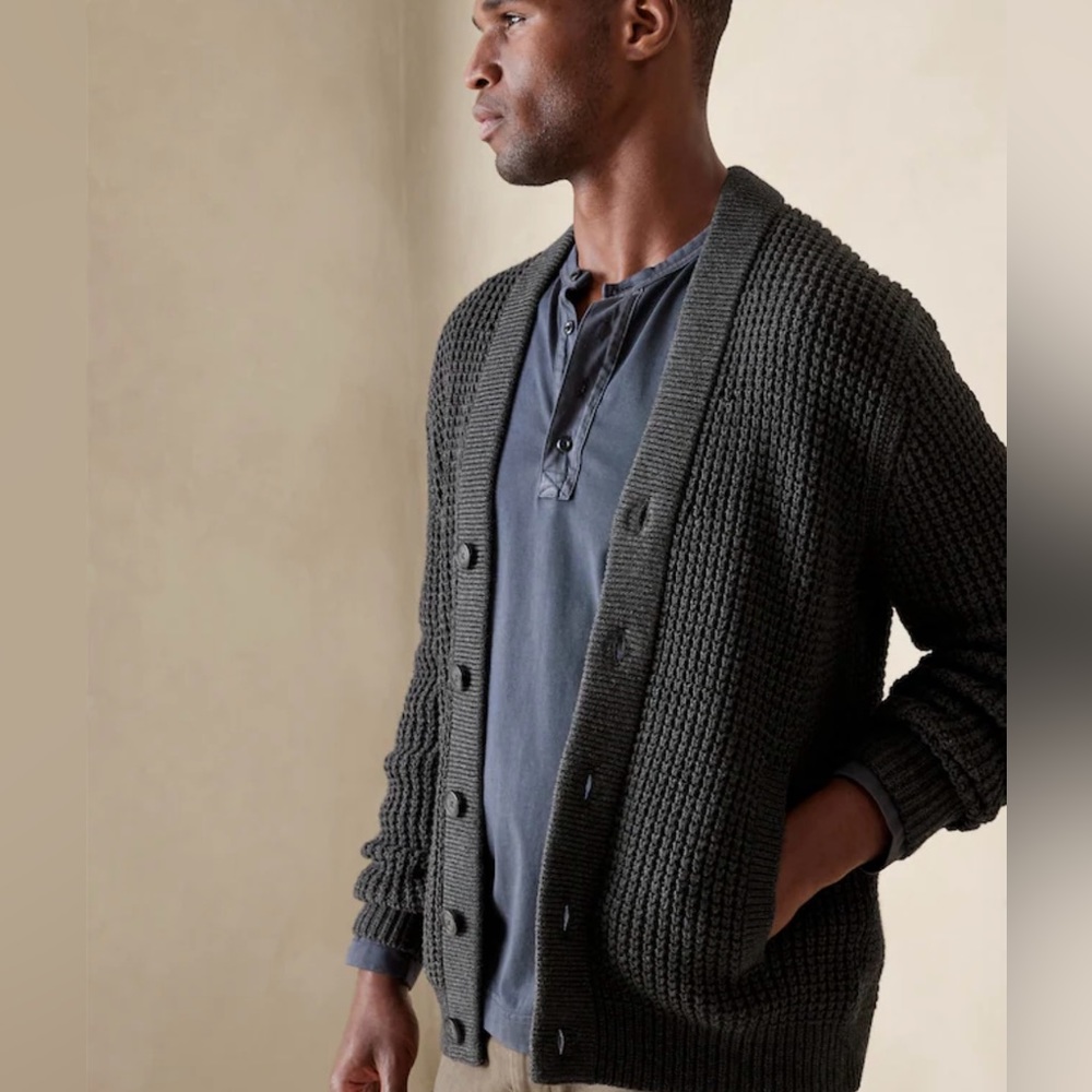 Banana Republic Factory Waffle knit Cardigan sweater. New with tags.